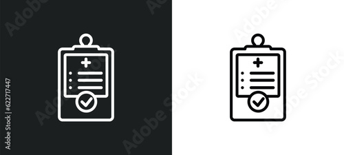 medical result outline icon in white and black colors. medical result flat vector icon from health and medical collection for web, mobile apps and ui.