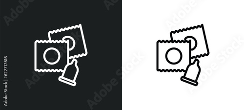 condom outline icon in white and black colors. condom flat vector icon from health and medical collection for web, mobile apps and ui.