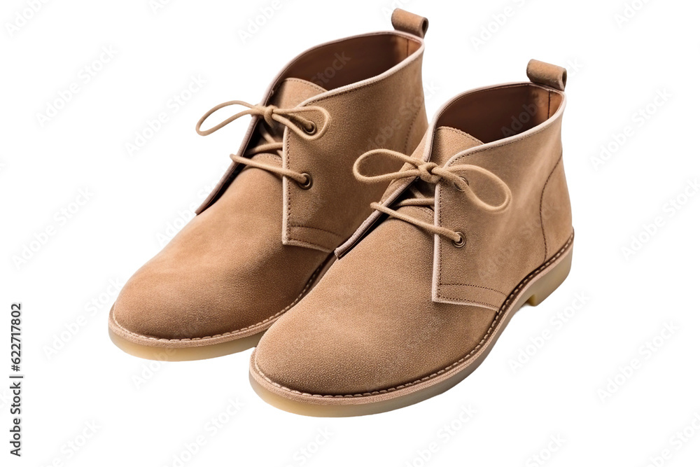 Suede boots. isolated object, transparent background