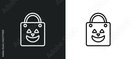 halloween bag outline icon in white and black colors. halloween bag flat vector icon from halloween collection for web, mobile apps and ui.
