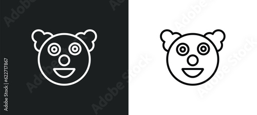 clown smile outline icon in white and black colors. clown smile flat vector icon from halloween collection for web, mobile apps and ui.
