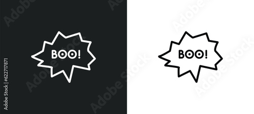 boo outline icon in white and black colors. boo flat vector icon from halloween collection for web, mobile apps and ui.