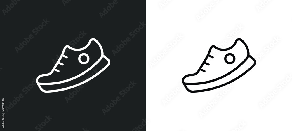 Fototapeta premium sneakers outline icon in white and black colors. sneakers flat vector icon from gym equipment collection for web, mobile apps and ui.