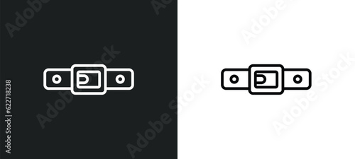 belt outline icon in white and black colors. belt flat vector icon from gym equipment collection for web, mobile apps and ui.