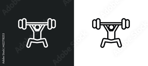 weightlifting outline icon in white and black colors. weightlifting flat vector icon from gymandfitness collection for web, mobile apps and ui.