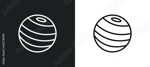 pilates ball outline icon in white and black colors. pilates ball flat vector icon from gymandfitness collection for web, mobile apps and ui.