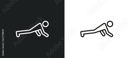 push up outline icon in white and black colors. push up flat vector icon from gym and fitness collection for web, mobile apps and ui.