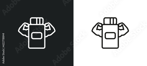 protein outline icon in white and black colors. protein flat vector icon from gym and fitness collection for web, mobile apps and ui. photo