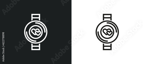 fitness watch outline icon in white and black colors. fitness watch flat vector icon from gym and fitness collection for web, mobile apps and ui.