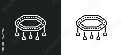 trampoline outline icon in white and black colors. trampoline flat vector icon from gym and fitness collection for web, mobile apps and ui.