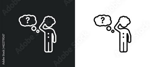 dubious outline icon in white and black colors. dubious flat vector icon from gestures collection for web, mobile apps and ui.