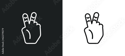 two fingers up outline icon in white and black colors. two fingers up flat vector icon from gestures collection for web, mobile apps and ui.
