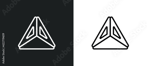 polygonal pyramid of triangles outline icon in white and black colors. polygonal pyramid of triangles flat vector icon from geometry collection for web, mobile apps and ui.