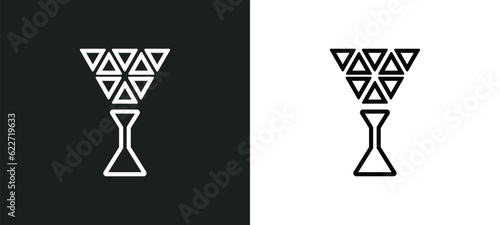 polygonal martini glass shape outline icon in white and black colors. polygonal martini glass shape flat vector icon from geometry collection for web, mobile apps and ui.