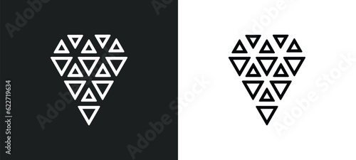 polygonal jewel outline icon in white and black colors. polygonal jewel flat vector icon from geometry collection for web, mobile apps and ui.