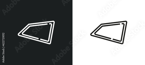 trapezium outline icon in white and black colors. trapezium flat vector icon from geometry collection for web, mobile apps and ui. photo