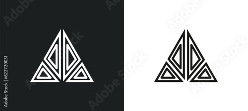 triangle of triangles outline icon in white and black colors. triangle of triangles flat vector icon from geometry collection for web, mobile apps and ui.