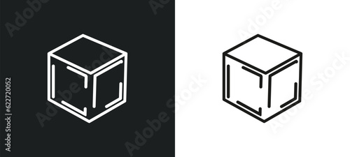 side to side of a cube outline icon in white and black colors. side to of a cube flat vector icon from geometry collection for web, mobile apps and ui.
