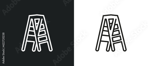 stepladder outline icon in white and black colors. stepladder flat vector icon from general collection for web, mobile apps and ui.