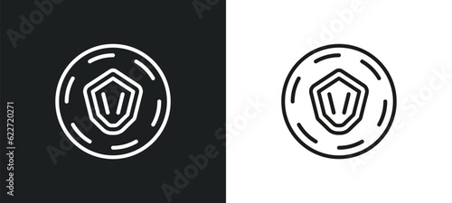 insurance with a button outline icon in white and black colors. insurance with a button flat vector icon from general collection for web, mobile apps and ui.