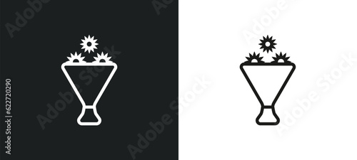 daisy bouquet outline icon in white and black colors. daisy bouquet flat vector icon from general collection for web, mobile apps and ui.