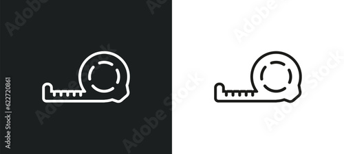 tape measure outline icon in white and black colors. tape measure flat vector icon from general collection for web, mobile apps and ui.