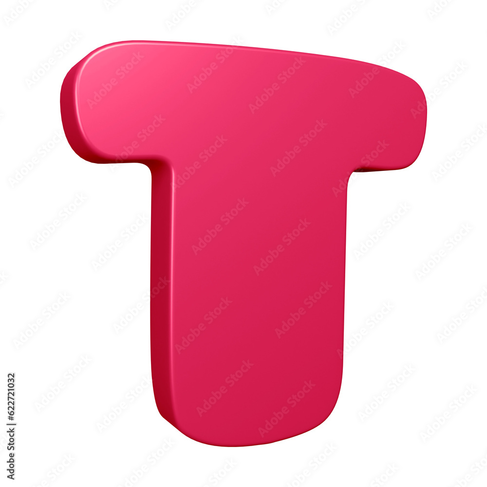 3D pink alphabet letter t for education and text concept 3D pink alphabet letter t for education and text concept