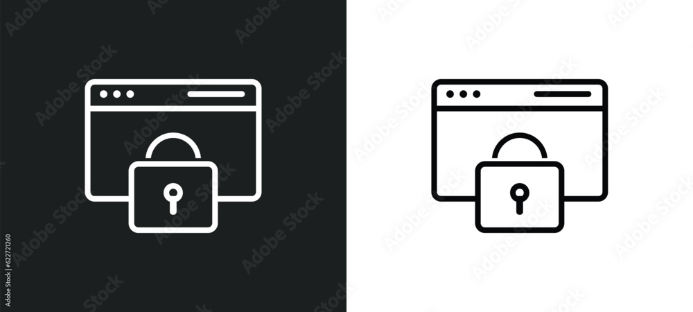 website outline icon in white and black colors. website flat vector icon from gdpr collection for web, mobile apps and ui.