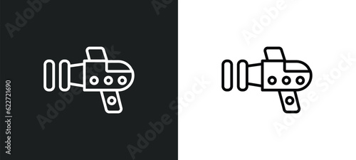 blaster outline icon in white and black colors. blaster flat vector icon from future technology collection for web, mobile apps and ui.