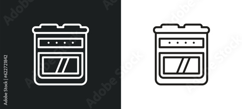 oven outline icon in white and black colors. oven flat vector icon from furniture collection for web, mobile apps and ui.