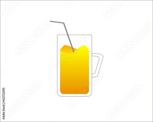 long glass vector design showing mango juice in it