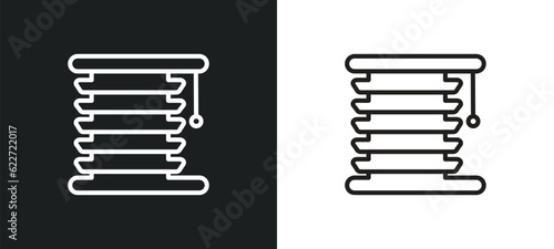 window coverings outline icon in white and black colors. window coverings flat vector icon from furniture and household collection for web, mobile apps and ui.