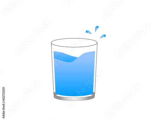 vector illustration of a glass filled with water and here the water is shaken and almost spills over