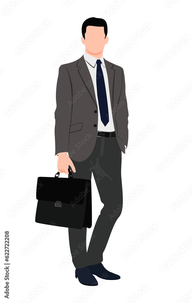 Young businessman standing with office bag in isolated white background in full length. Young businessman standing with office bag in isolated white background in full length.