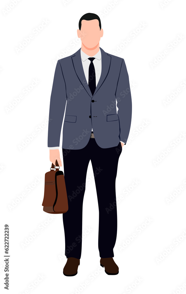 Young businessman standing with office bag in isolated white background in full length. Young businessman standing with office bag in isolated white background in full length.