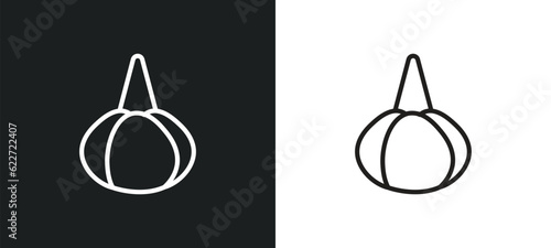 garlic outline icon in white and black colors. garlic flat vector icon from fruits collection for web, mobile apps and ui.