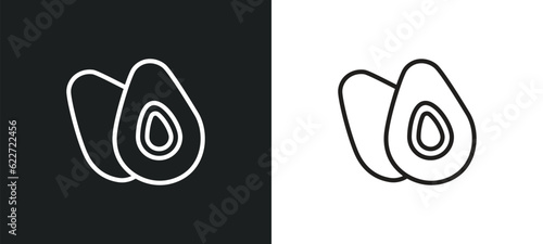 avocado outline icon in white and black colors. avocado flat vector icon from fruits collection for web, mobile apps and ui.
