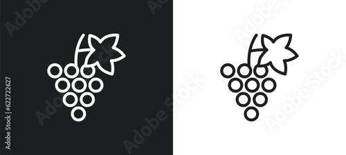 grapes outline icon in white and black colors. grapes flat vector icon from fruits collection for web, mobile apps and ui.