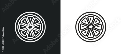orange outline icon in white and black colors. orange flat vector icon from fruits collection for web, mobile apps and ui.