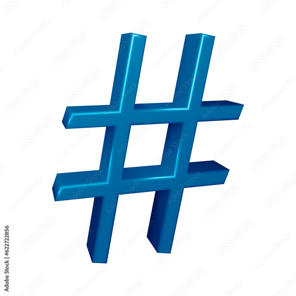 Fototapeta premium 3D blue hashtag symbol or icon design