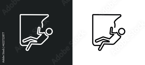 climb outline icon in white and black colors. climb flat vector icon from free time collection for web, mobile apps and ui.