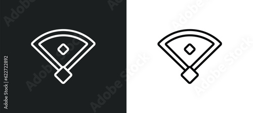 baseball field outline icon in white and black colors. baseball field flat vector icon from free time collection for web, mobile apps and ui.