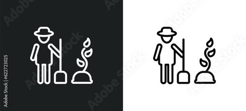 gardening outline icon in white and black colors. gardening flat vector icon from free time collection for web, mobile apps and ui.