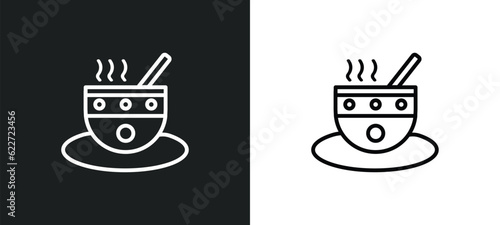 japanese soup bowl outline icon in white and black colors. japanese soup bowl flat vector icon from food collection for web, mobile apps and ui.