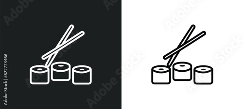 japanese sushi outline icon in white and black colors. japanese sushi flat vector icon from food collection for web, mobile apps and ui.