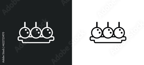 dish and toothpick outline icon in white and black colors. dish and toothpick flat vector icon from food collection for web, mobile apps ui.