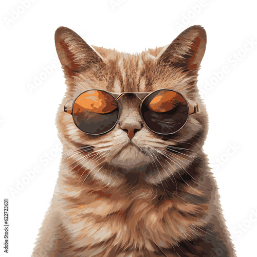 cat with glasses. portrait of a cat.cat isolated on white.