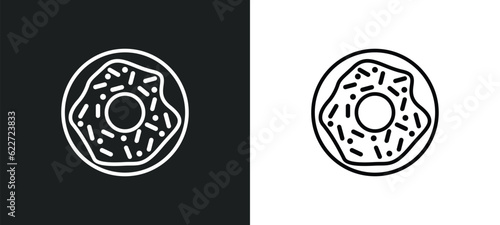 chote donut outline icon in white and black colors. chote donut flat vector icon from food collection for web, mobile apps and ui.