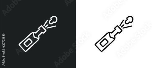 opening a champagne bottle outline icon in white and black colors. opening a champagne bottle flat vector icon from food collection for web, mobile apps and ui.