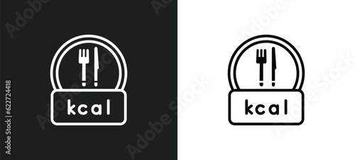 calories outline icon in white and black colors. calories flat vector icon from food collection for web, mobile apps and ui.